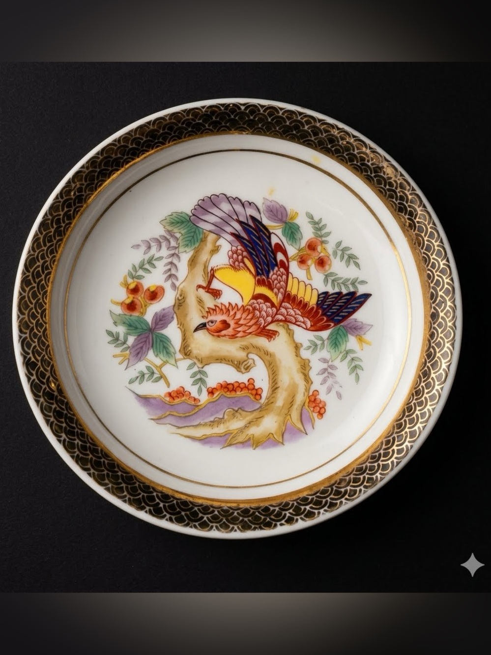 Vintage Japanese Imari Decor Plate with Pheasant and Gold
Gilt